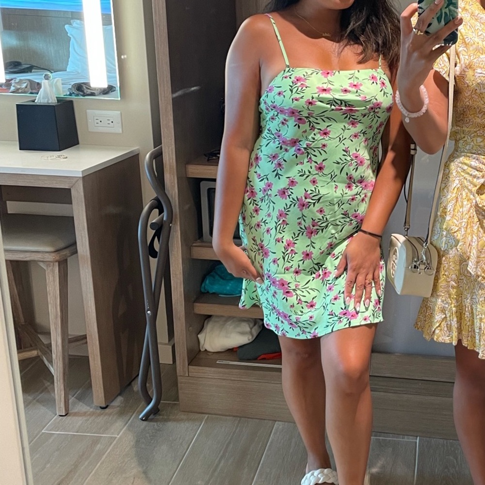 ZARA Green Cherry Blossom Dress